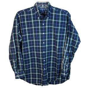 Ralph Lauren Blake Long Sleeve Button Down Shirt Men's Medium‎ Blue Green Plaid
